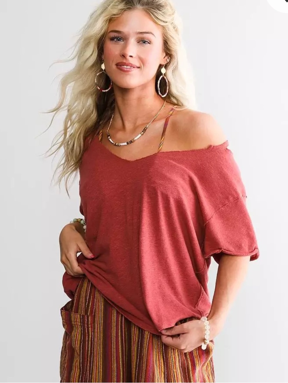 NWT Free People Over U Top in Red Clover Size XS oversized
